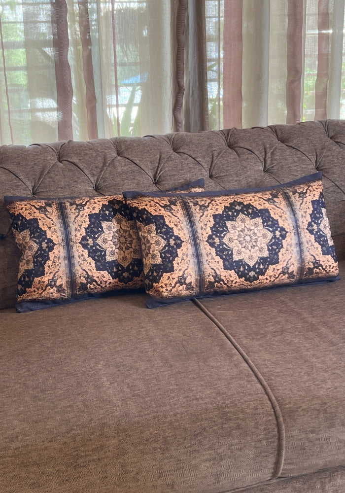 Reversible Cushion Covers - Indigo Tapestry - Rectangle