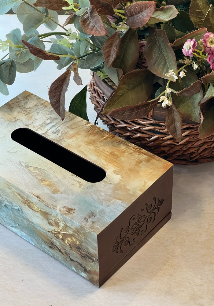 Engraved Tissue Box - The Luxury Series - Golden Hues