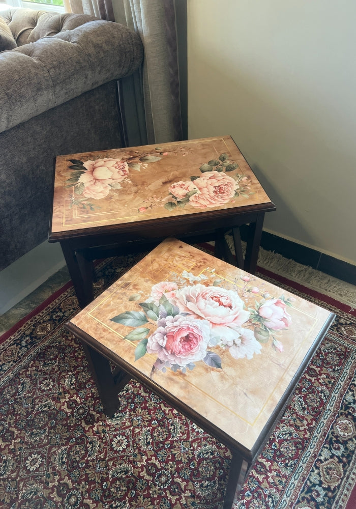 Nesting Tables : - Floral Antique