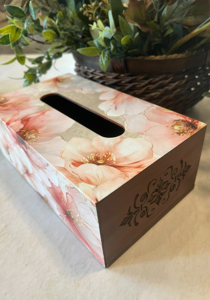 Engraved Tissue Box - The Luxury Series - Floral Blush