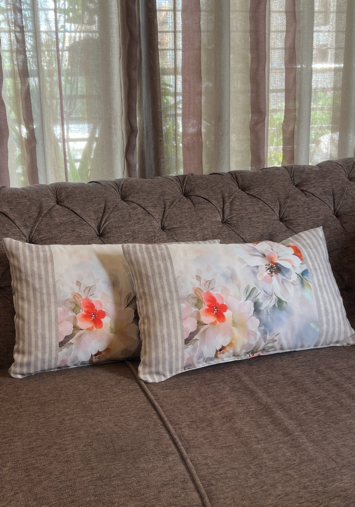 Reversible Cushion Covers - Watercolor Florals - Rectangle