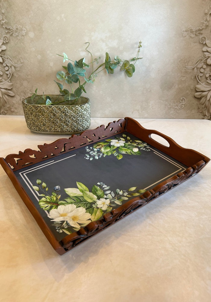 Symphony Carved Tray - Forest Florals