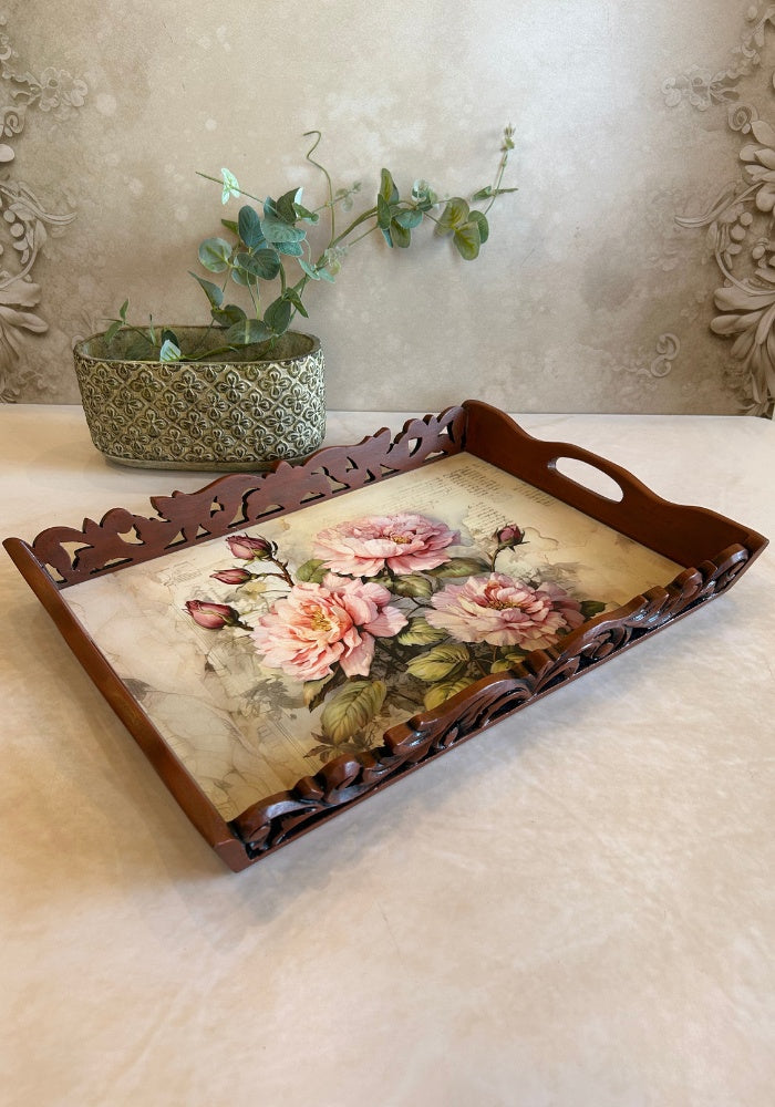 Symphony Carved Tray - Floral Bliss