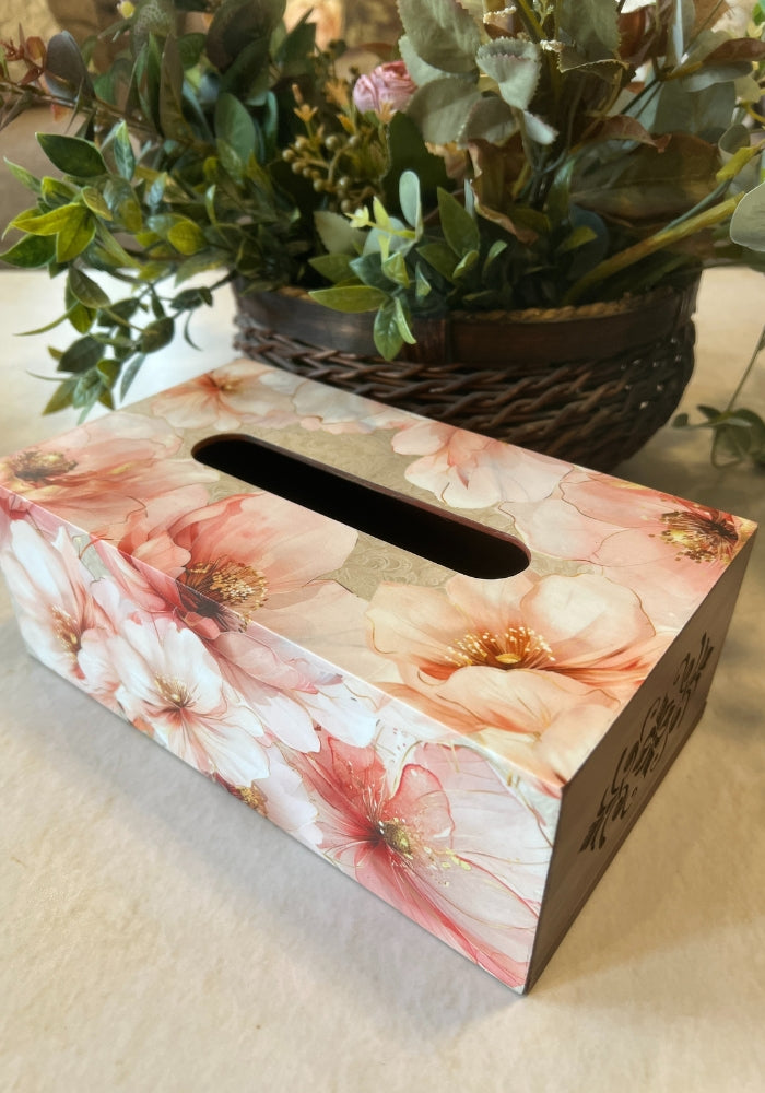 Engraved Tissue Box - The Luxury Series - Floral Blush