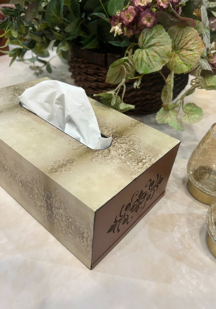 Engraved Tissue Box - The Luxury Series - Rustic Antique