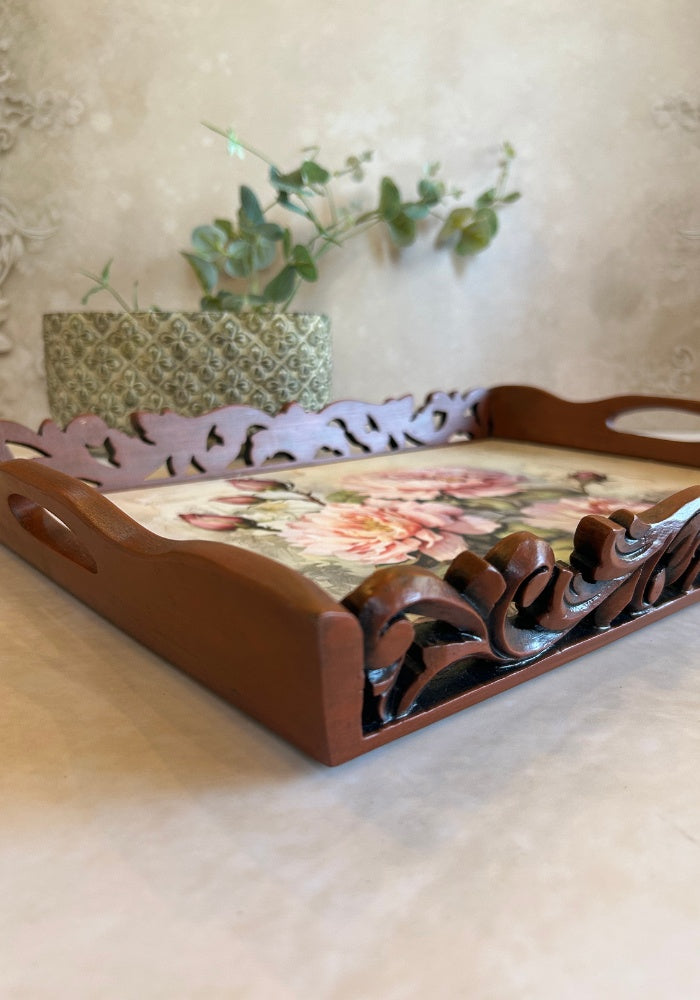 Symphony Carved Tray - Floral Bliss