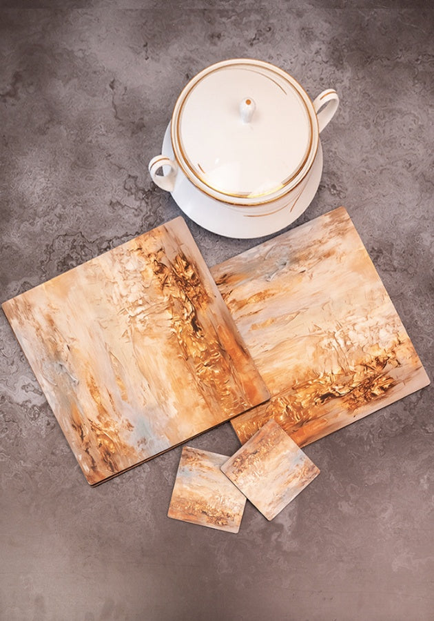 Dining Table Trivets - Golden Hues (Square)