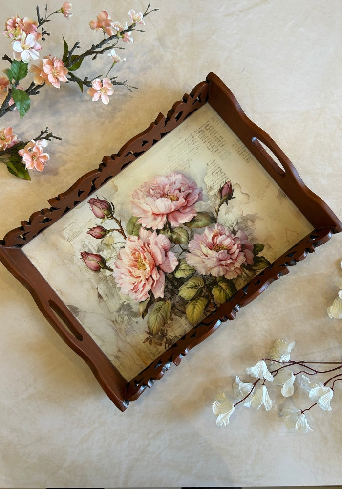 Symphony Carved Tray - Floral Bliss