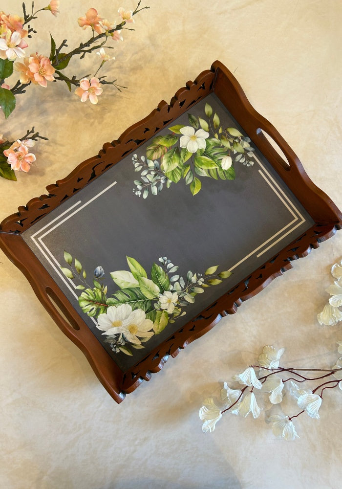 Symphony Carved Tray - Forest Florals