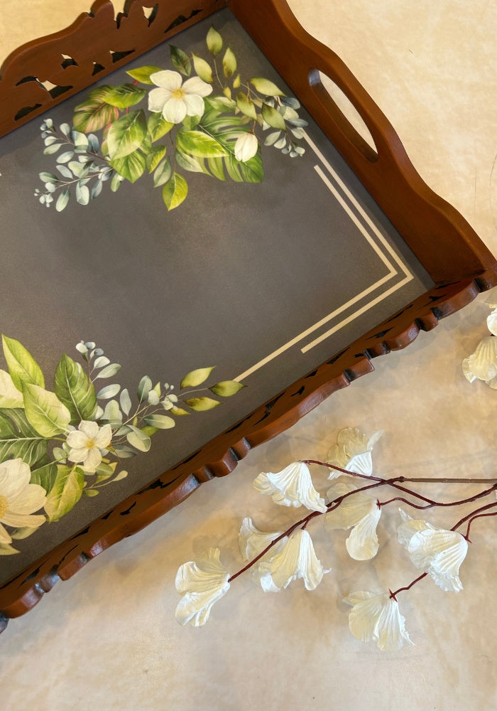 Symphony Carved Tray - Forest Florals
