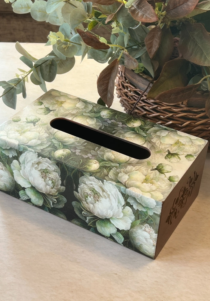 Engraved Tissue Box - The Luxury Series - Dancing Peonies