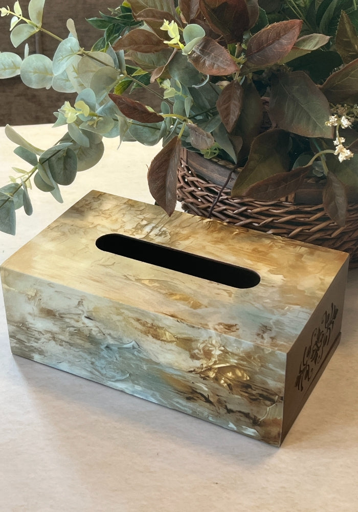 Engraved Tissue Box - The Luxury Series - Golden Hues