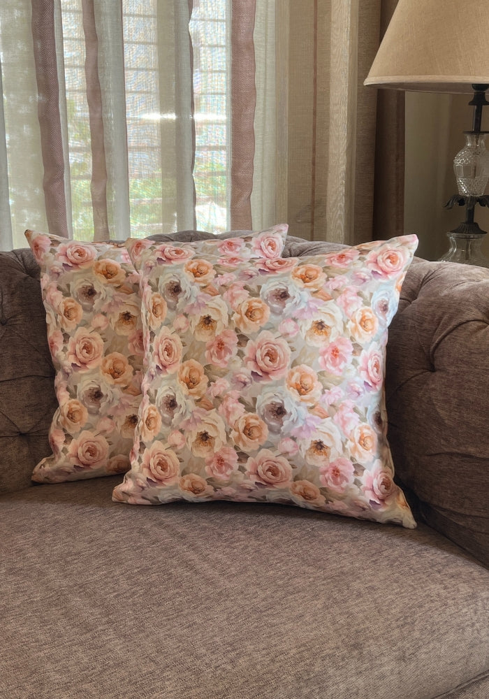 Reversible Cushion Covers - Watercolor Roses