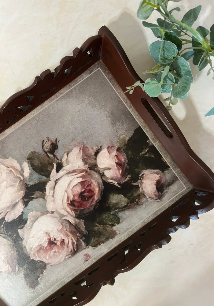 Symphony Carved Tray - Floral Bouquet