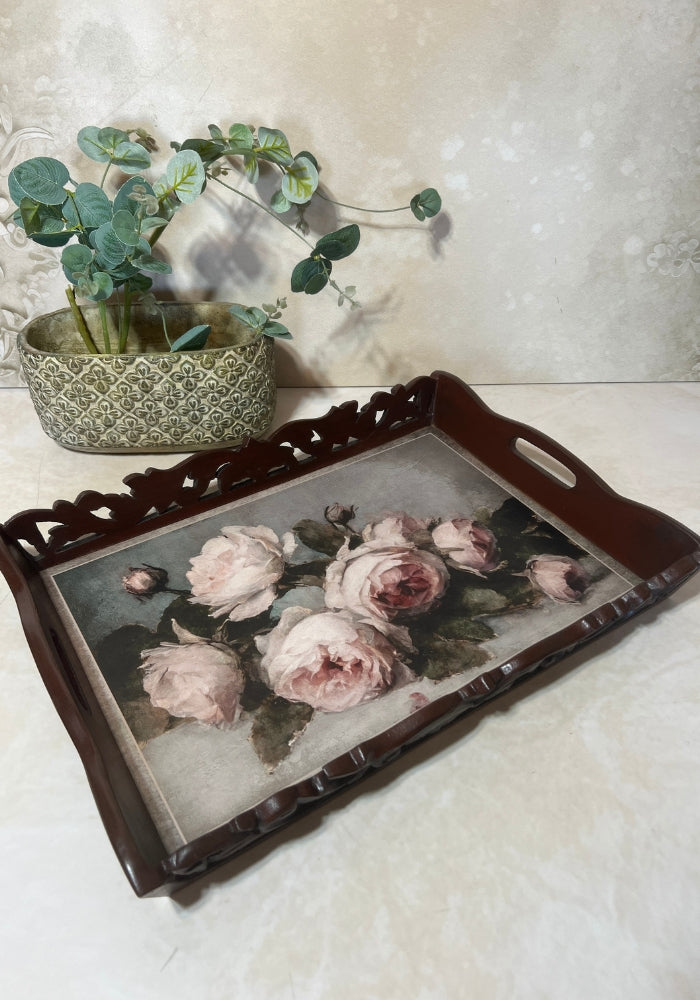 Symphony Carved Tray - Floral Bouquet