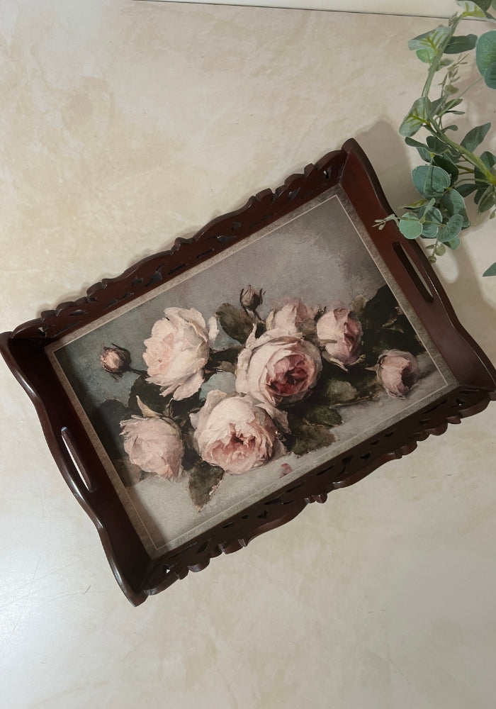 Symphony Carved Tray - Floral Bouquet