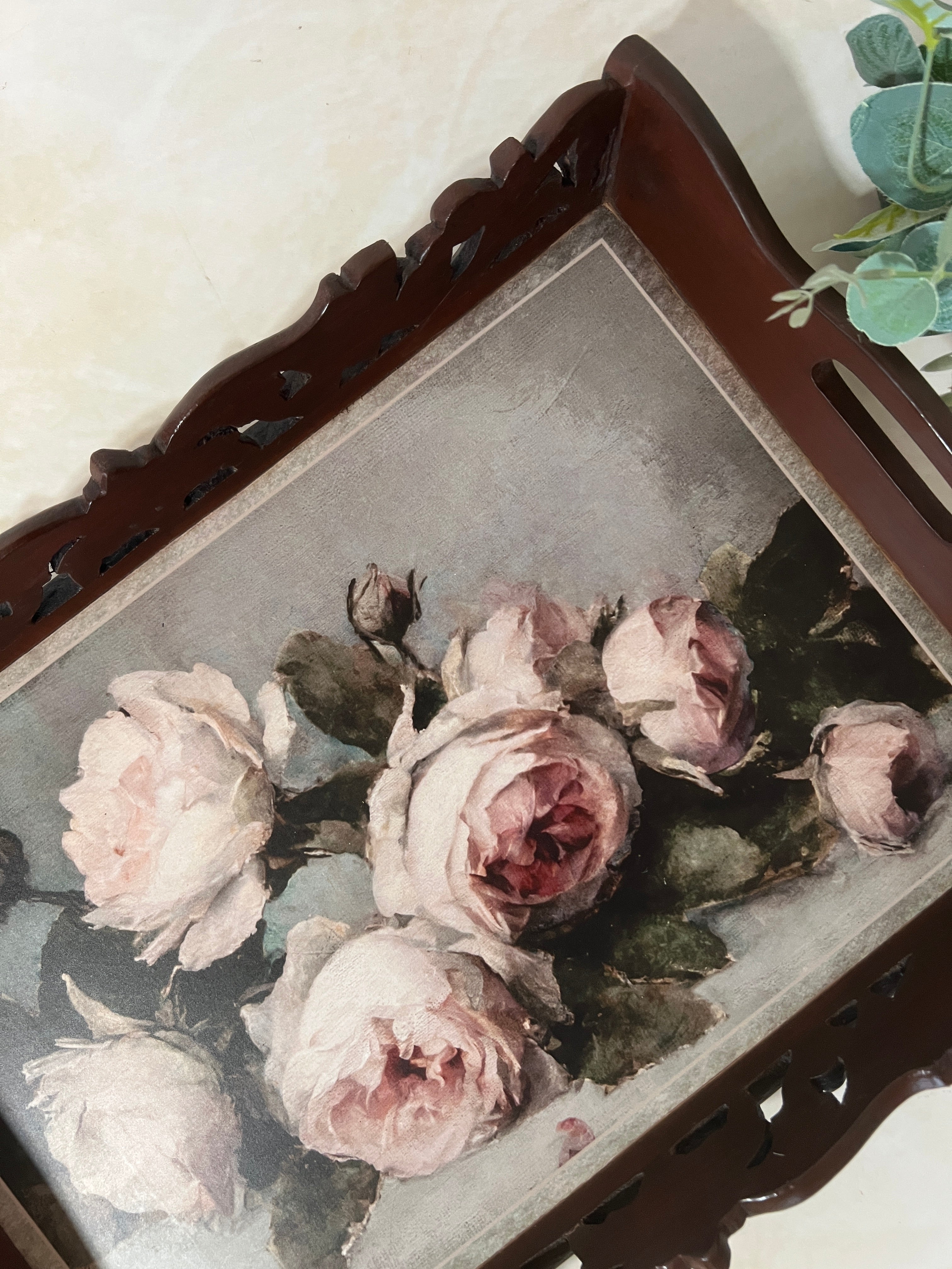 Symphony Carved Tray - Floral Bouquet