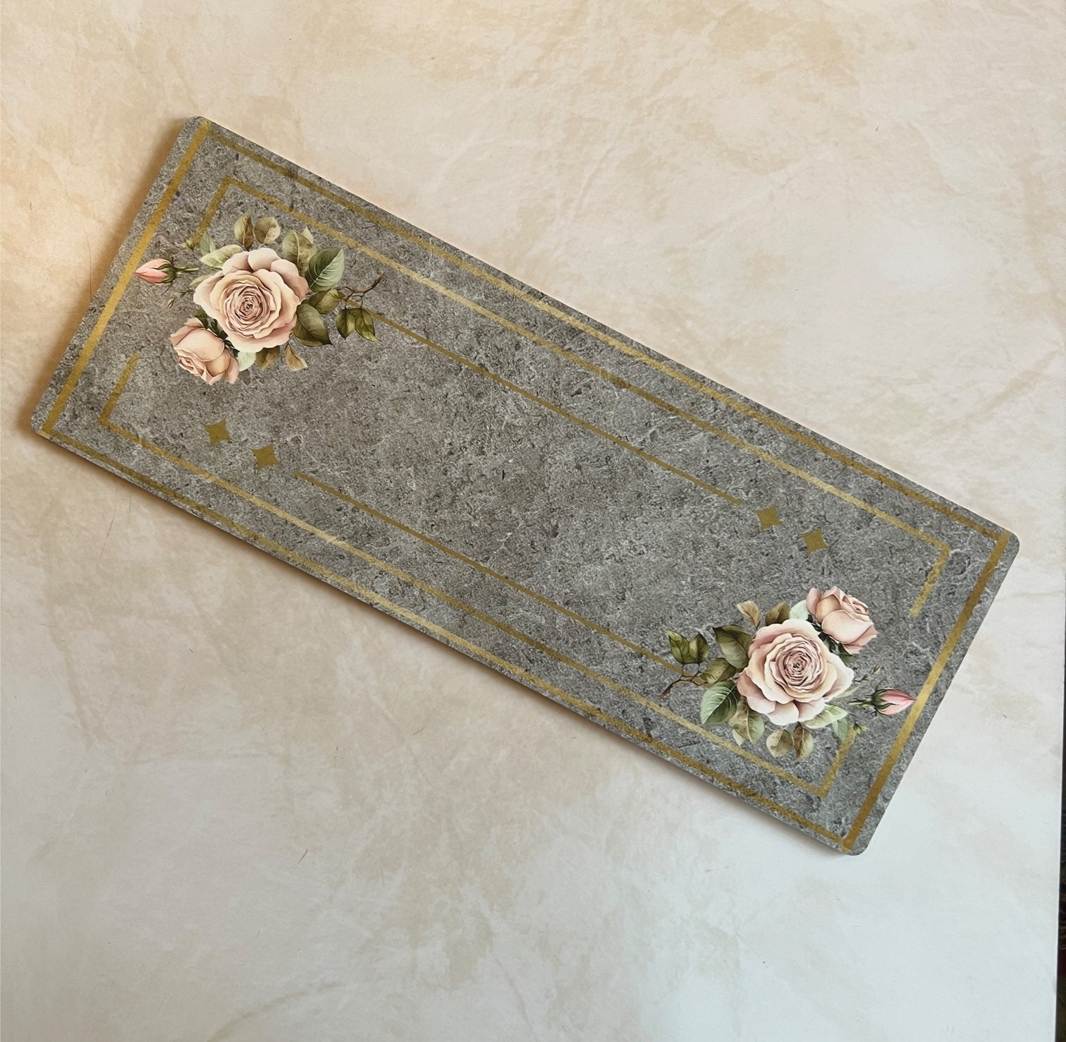 Wooden Flat Runner - Floral Grace