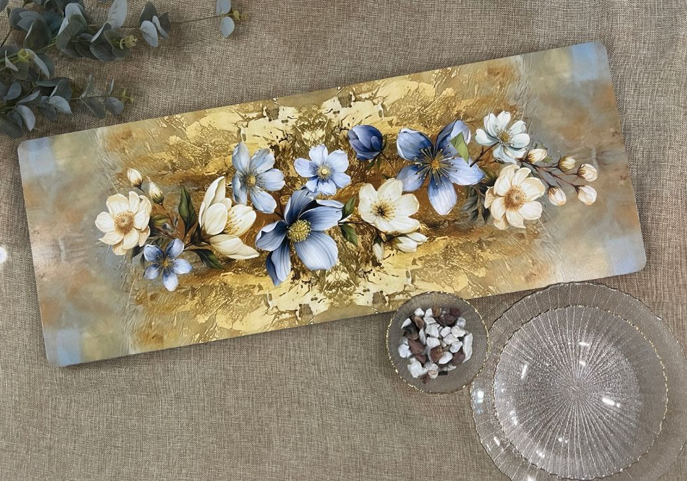 Wooden Flat Runner - Floral Harmony