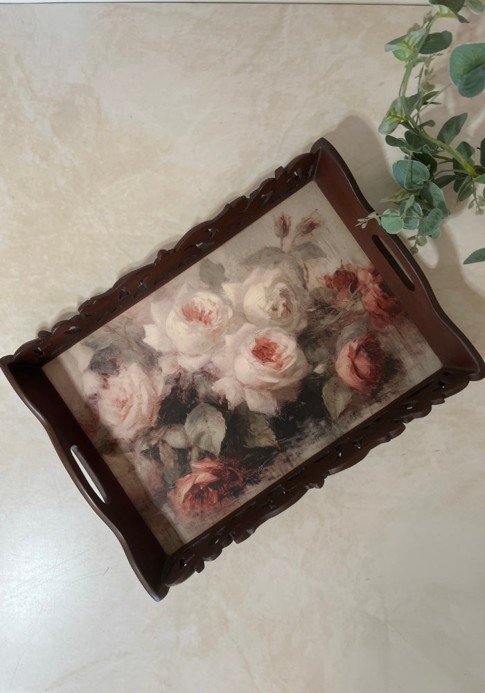 Symphony Carved Tray - Floral Whispers