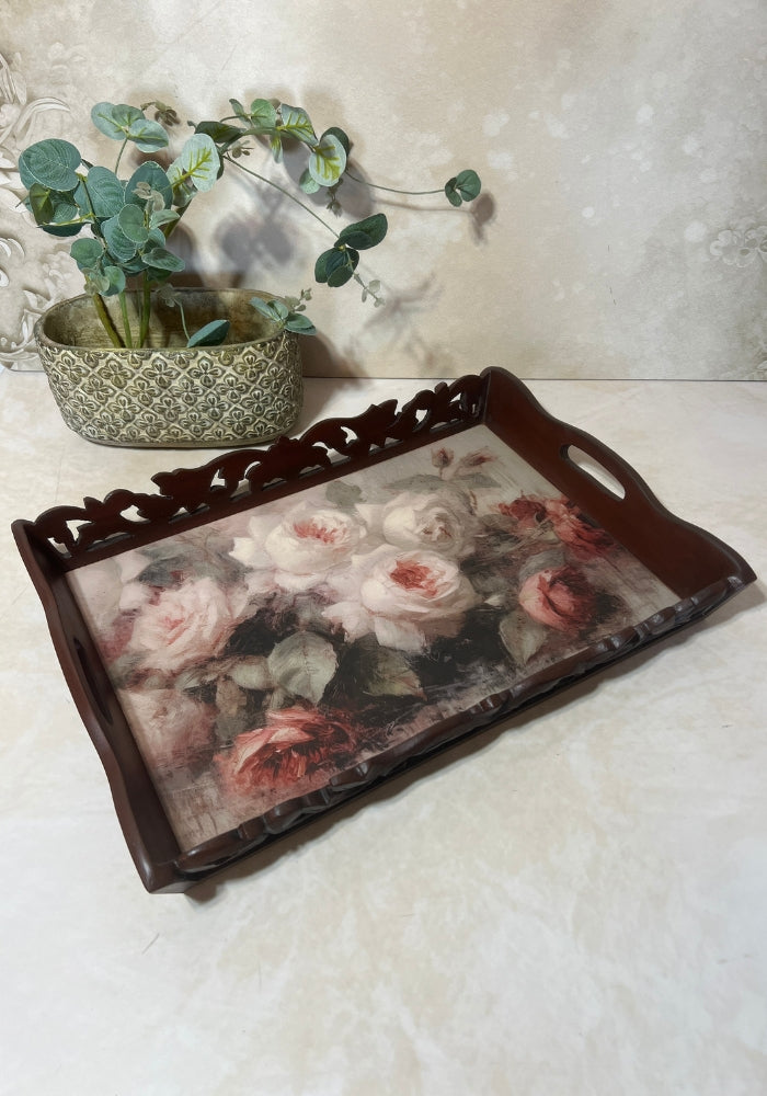 Symphony Carved Tray - Floral Whispers