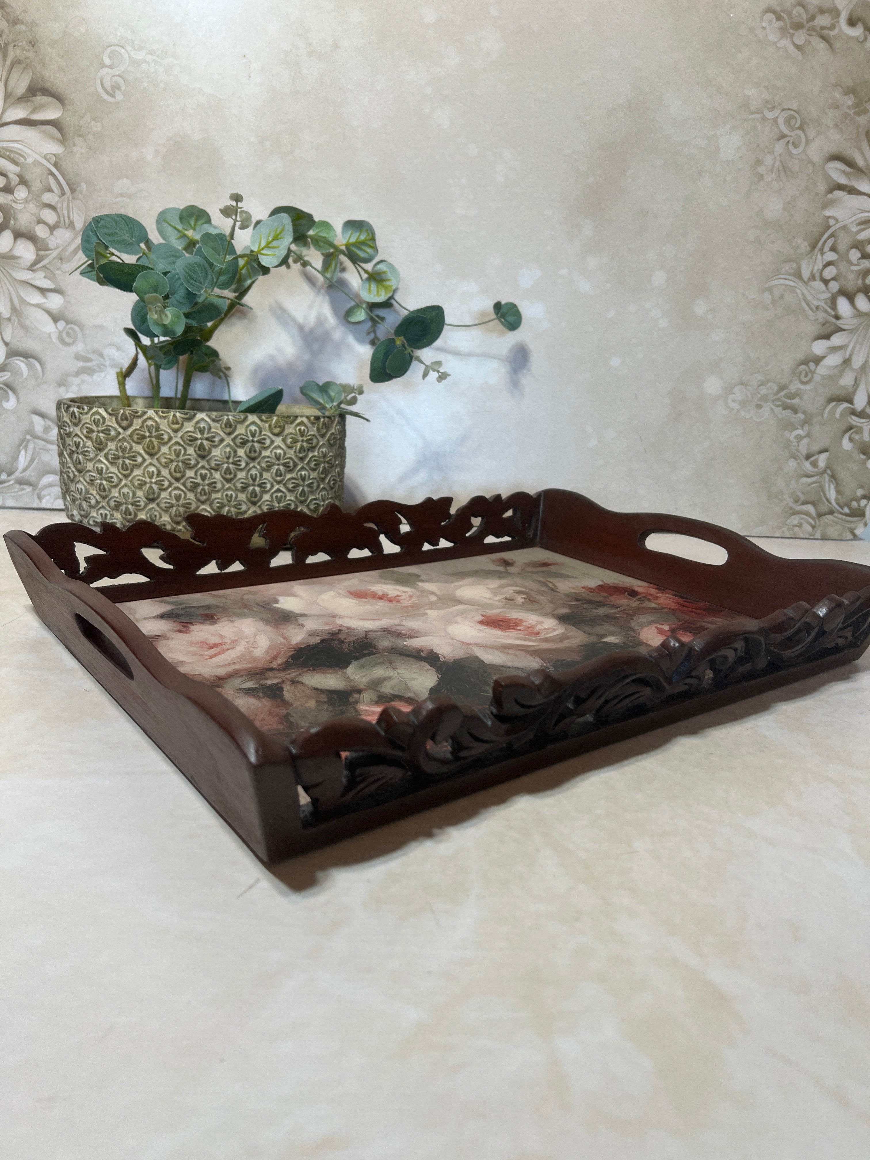 Symphony Carved Tray - Floral Whispers