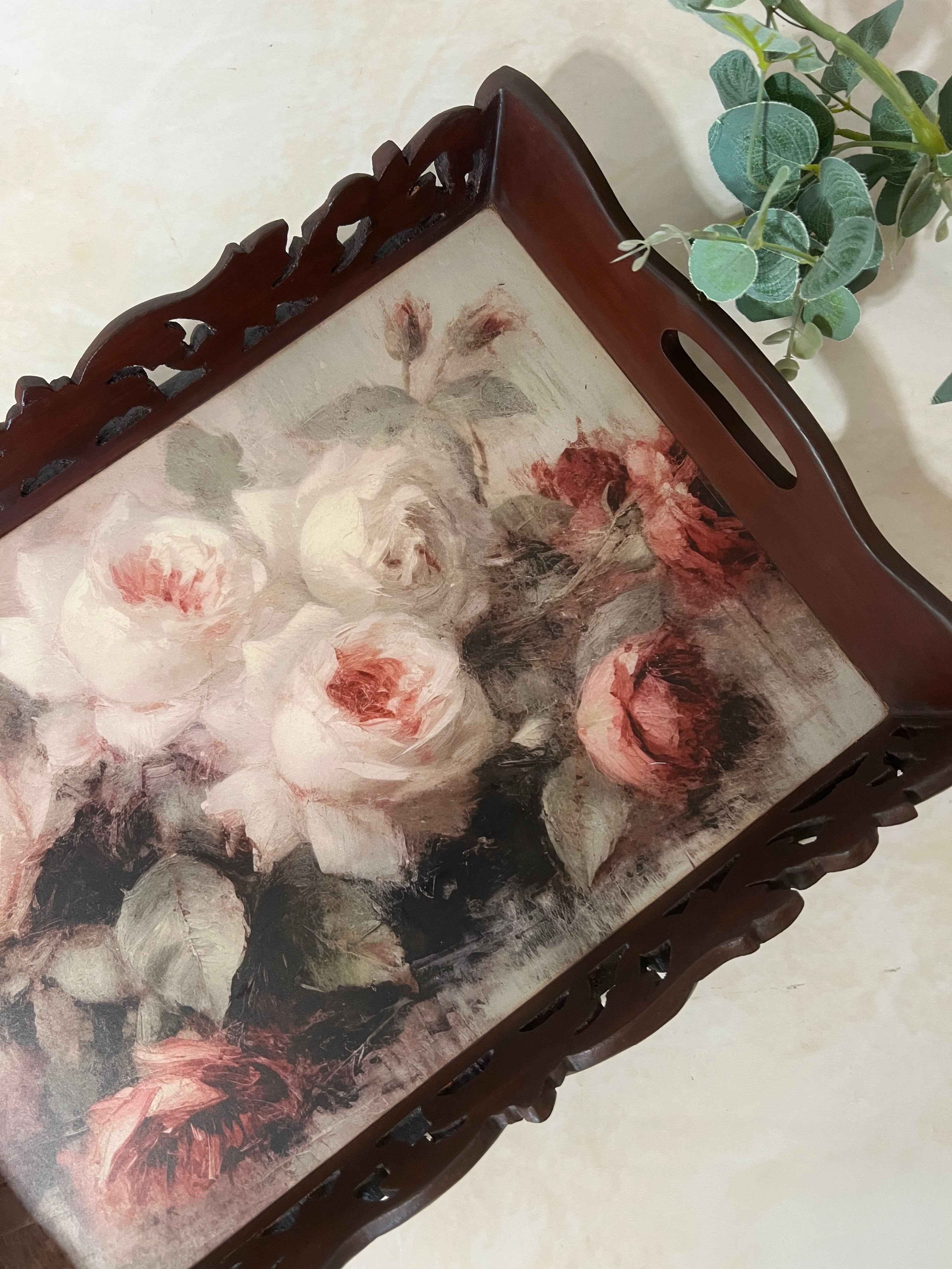 Symphony Carved Tray - Floral Whispers