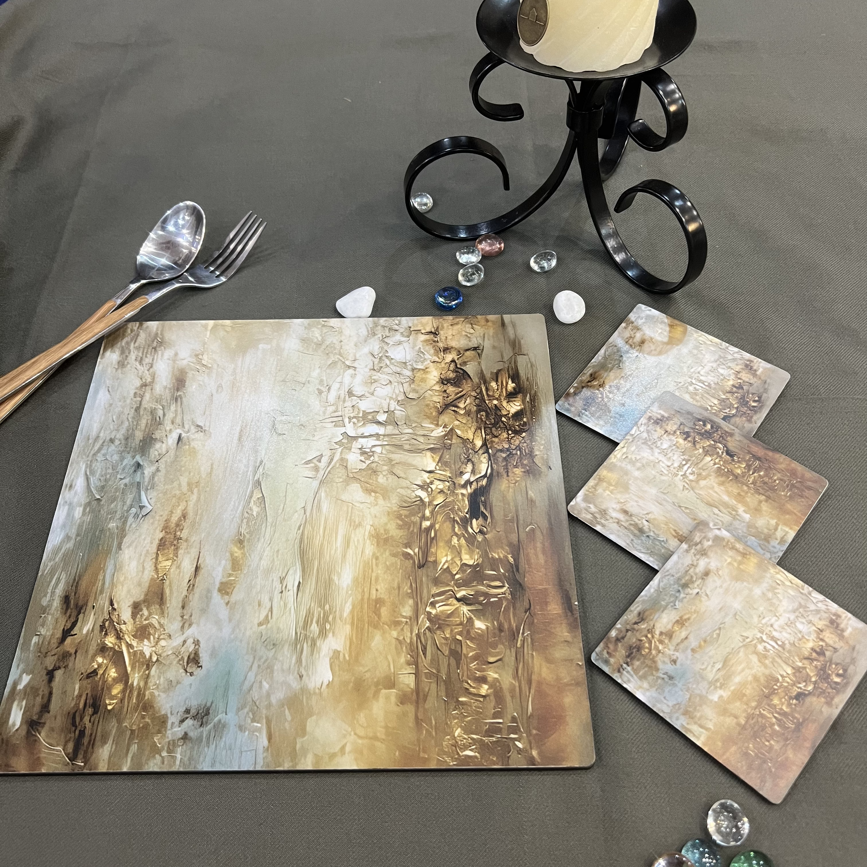 Dining Table Trivets - Golden Hues (Square)