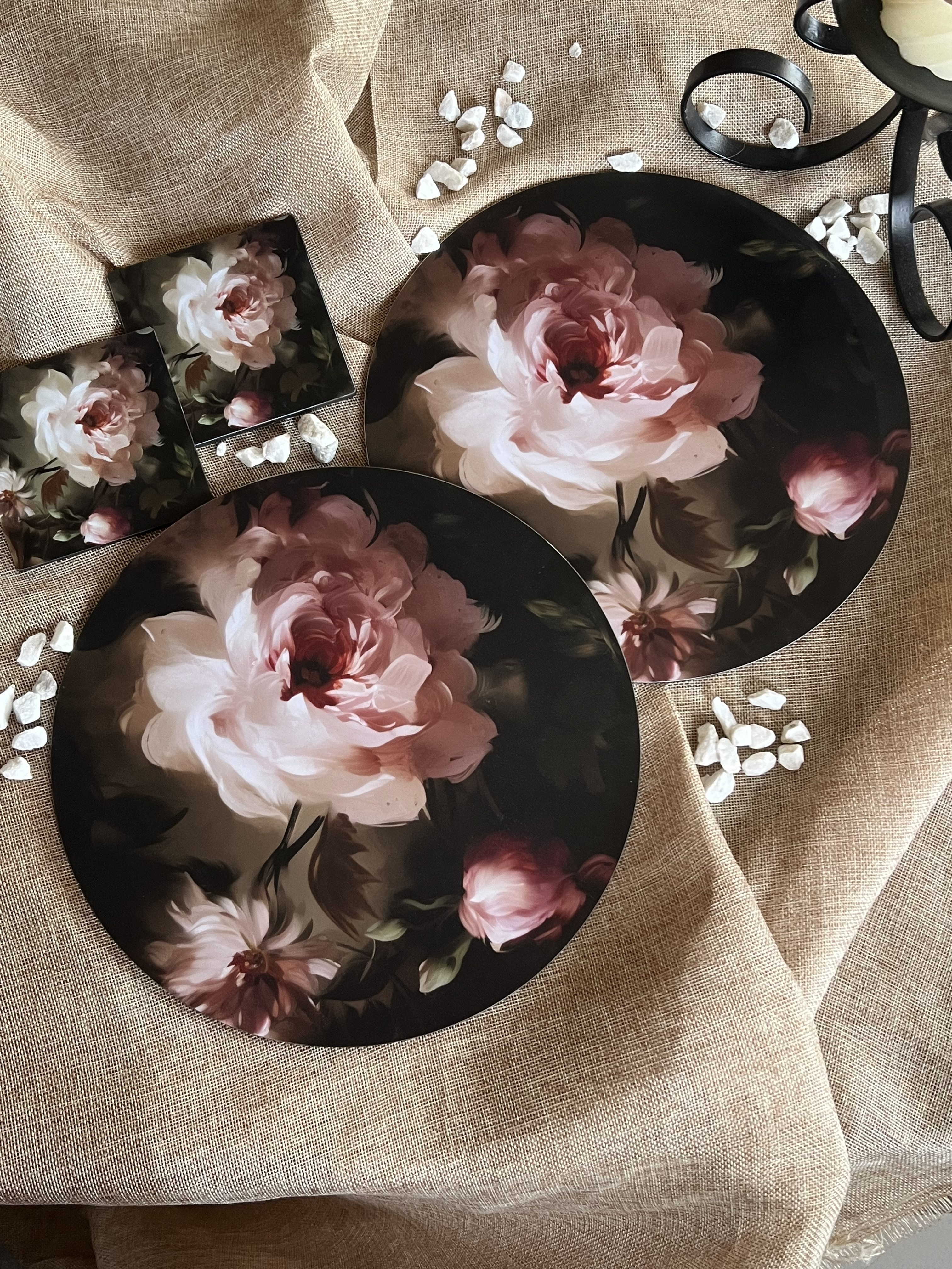 Dining Table Trivets - Watercolor Florals (Round)