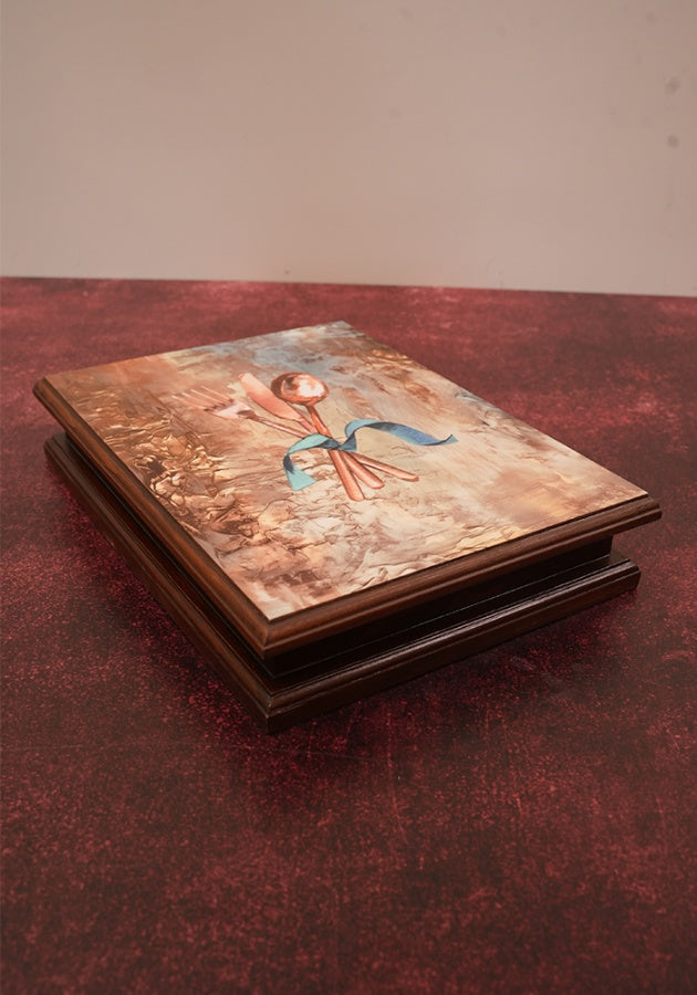 Wooden Cutlery Box - Golden Hues - Spoon'n Fork