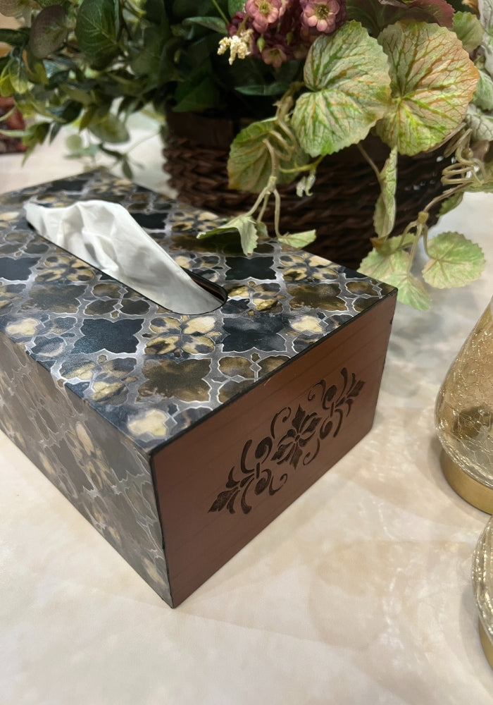 Engraved Tissue Box - The Luxury Series -  Indigo Hues