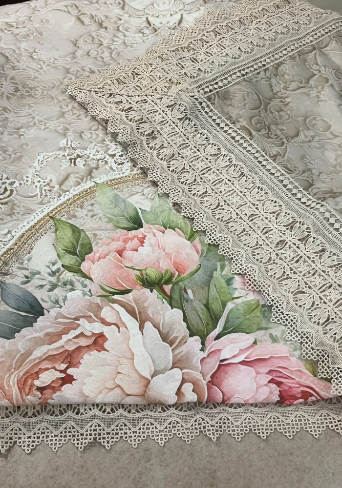 Table Cover With Lace - Floral Lace