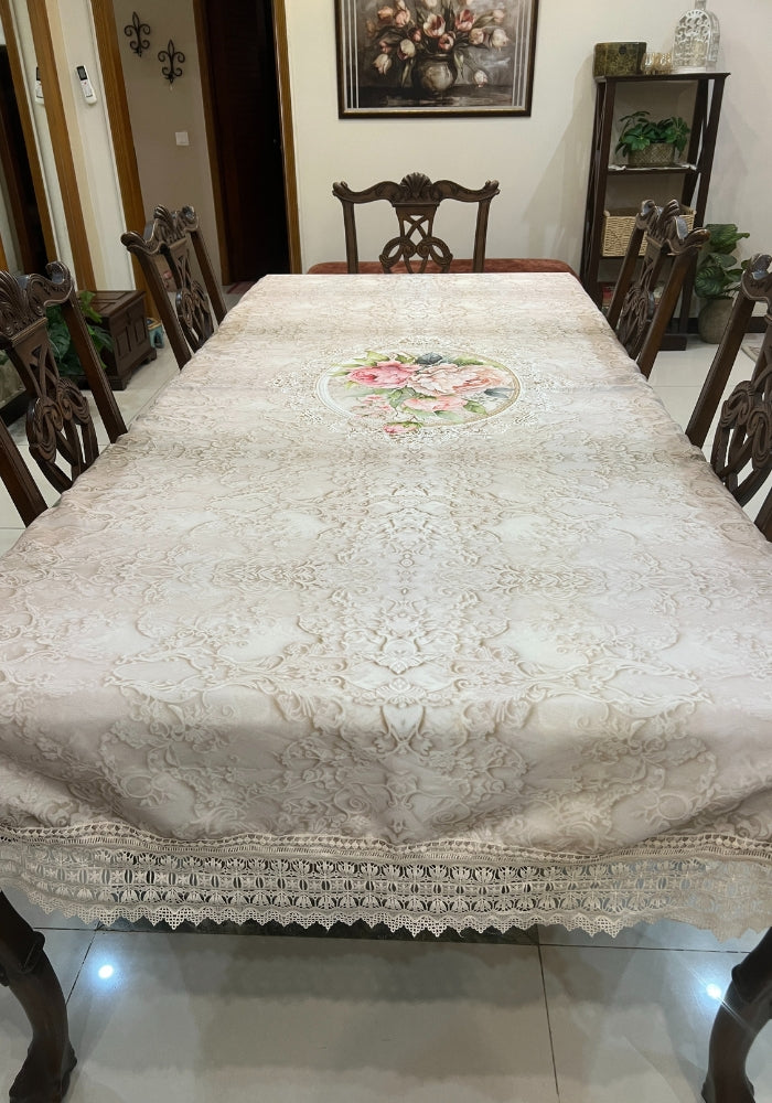 Table Cover With Lace - Floral Lace