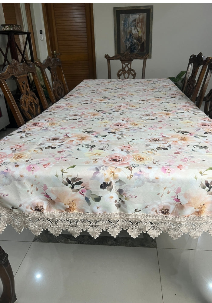 Table Cover With Lace - Spring Blossoms