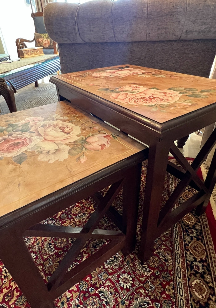 Nesting Tables : - Floral Antique