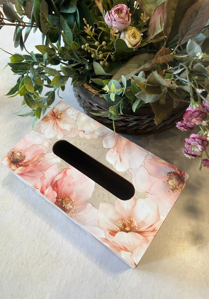 Engraved Tissue Box - The Luxury Series -  Floral Blush