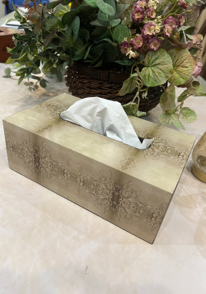 Engraved Tissue Box - The Luxury Series -  Rustic Antique