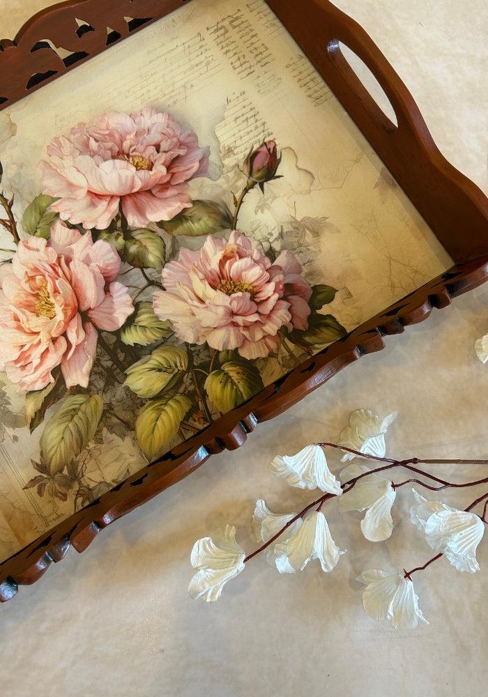Symphony Carved Tray - Floral Bliss