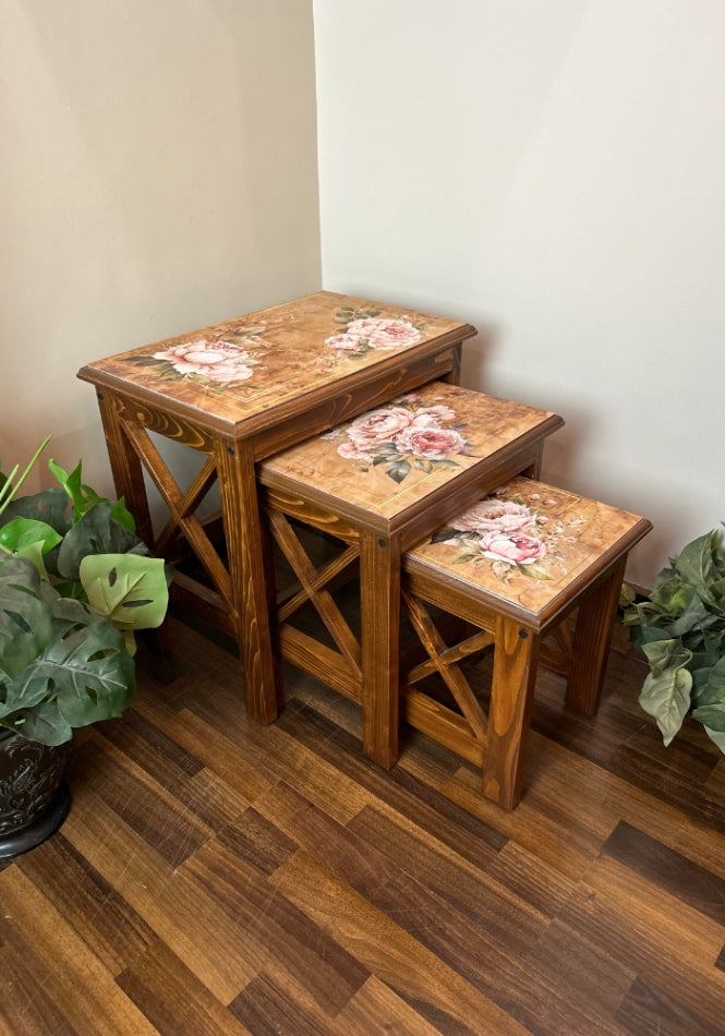 Nesting Tables : - Floral Antique