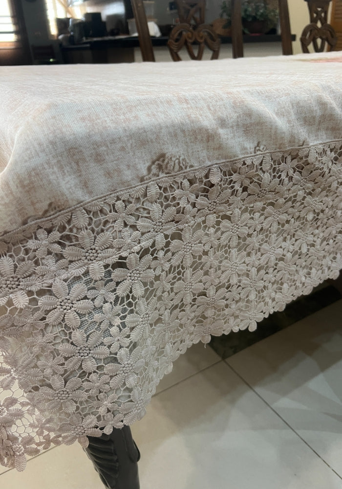 Table Cover With Lace - Blooming Roses