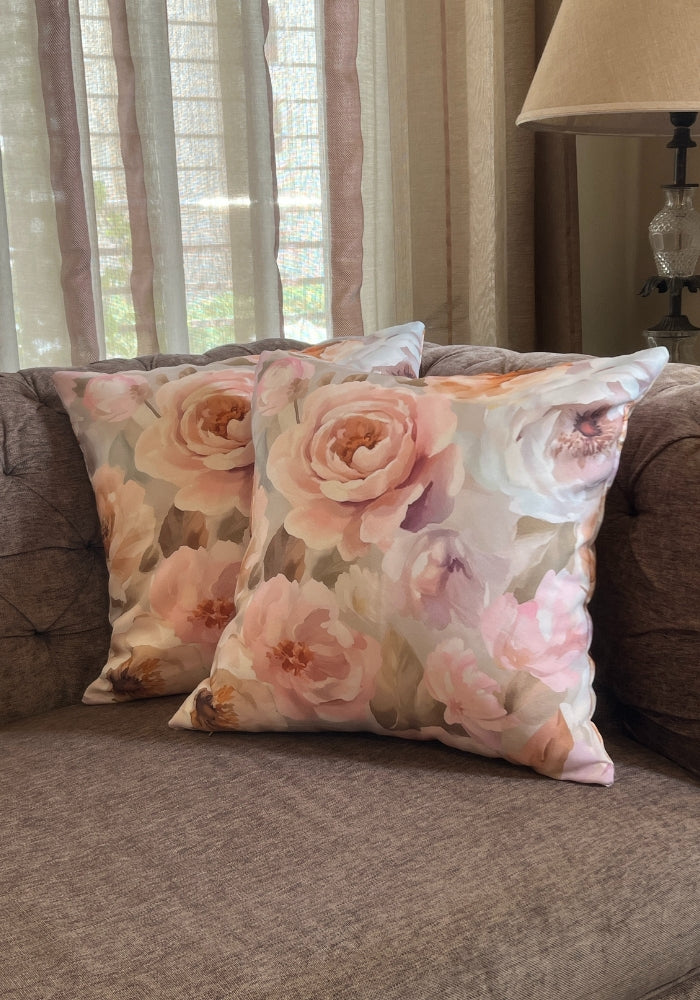 Reversible Cushion Covers - Watercolor Roses
