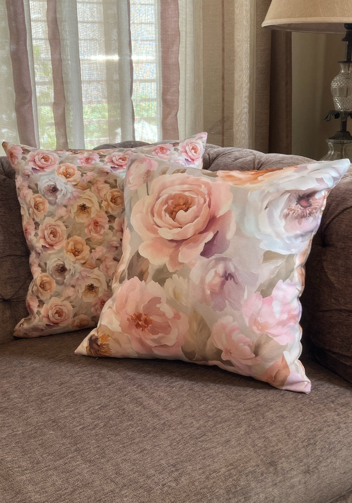 Reversible Cushion Covers - Watercolor Roses