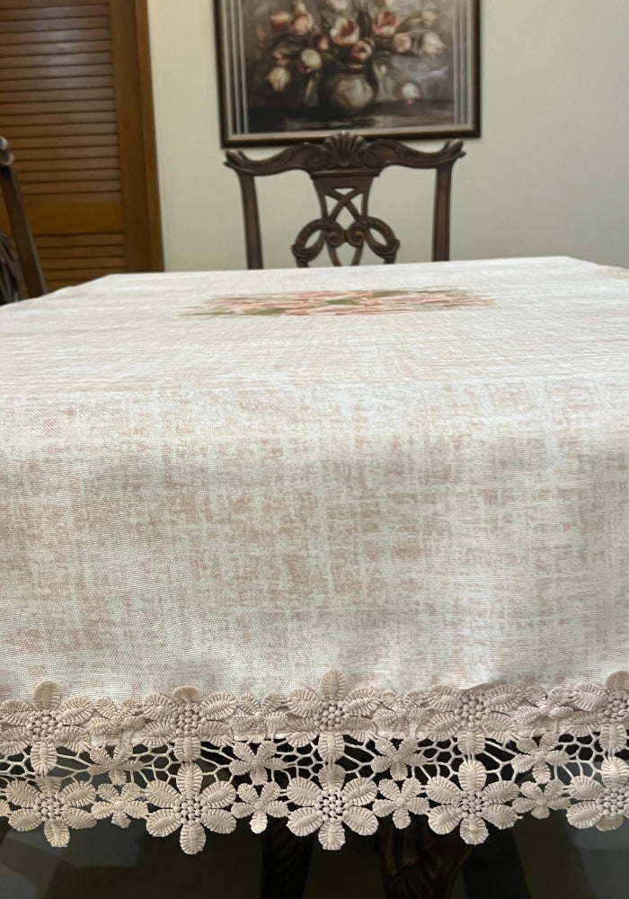 Table Cover With Lace - Blooming Roses