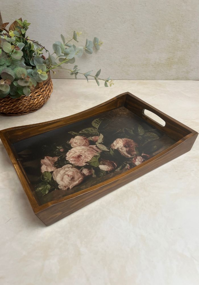 Wooden Rectangle Tray - Floral Chaos