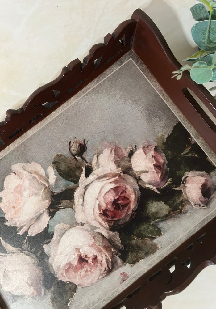 Symphony Carved Tray - Floral Bouquet