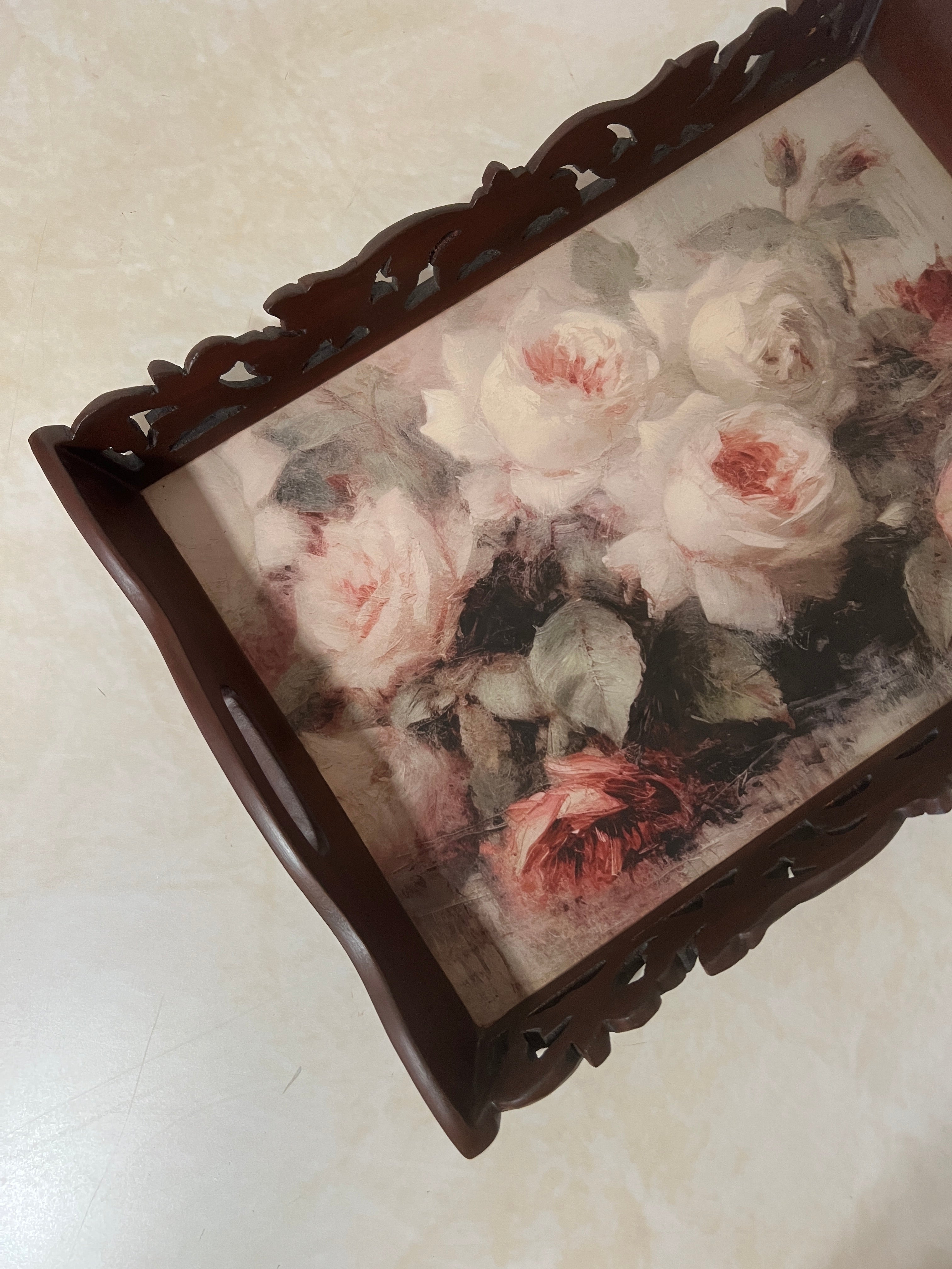 Symphony Carved Tray - Floral Whispers