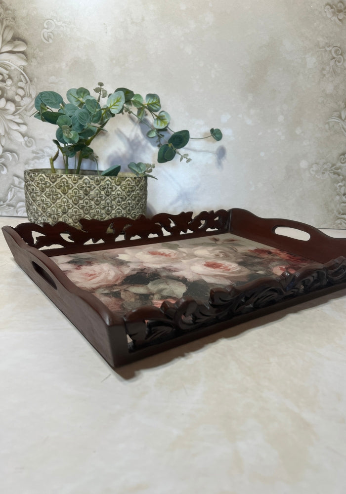 Symphony Carved Tray - Floral Whispers