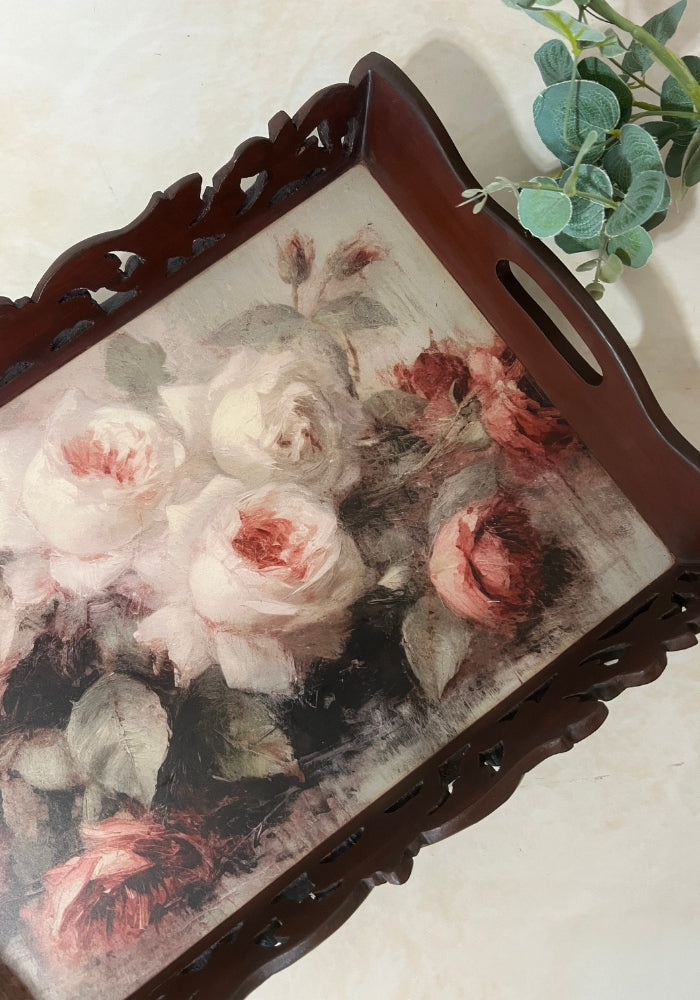 Symphony Carved Tray - Floral Whispers