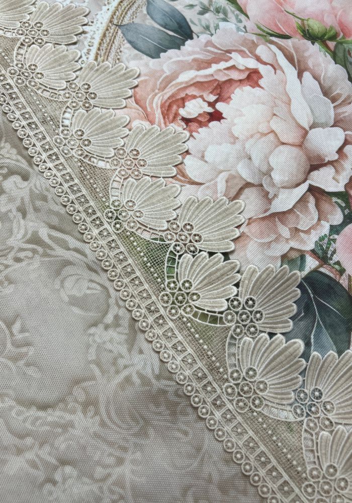 Table Cover With Lace - Floral Lace