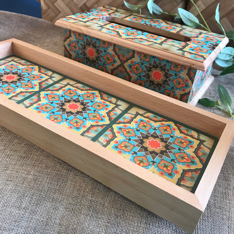 Signature Long Tray - Green Mandala